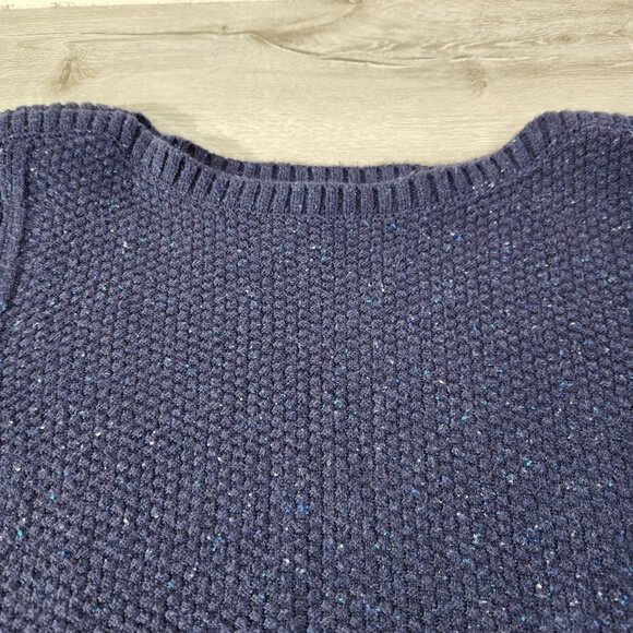 Talbots Navy Blue Speckled Sweater Long Sleeve Cotton Blend Womens Petite Size M - Picture 7 of 13